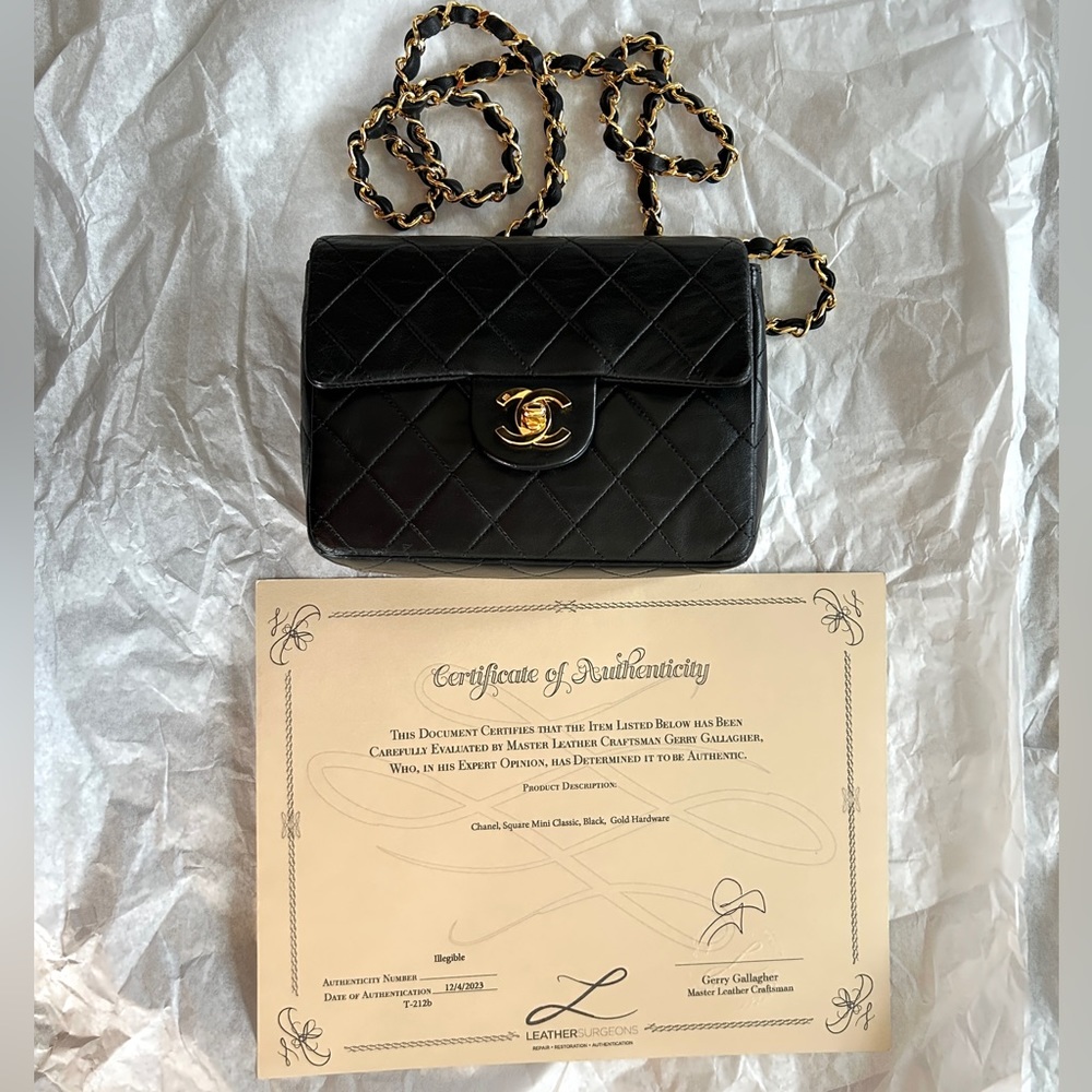 Vintage Chanel 17cm Black Lambskin with 24K Gold Hardware